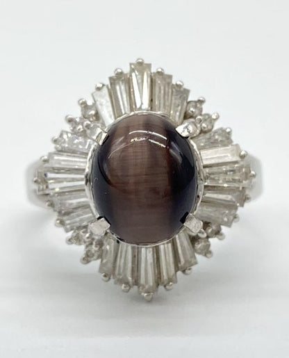 1.9ct colored stone, D1.47ct, Pt900, 8.3g ring 