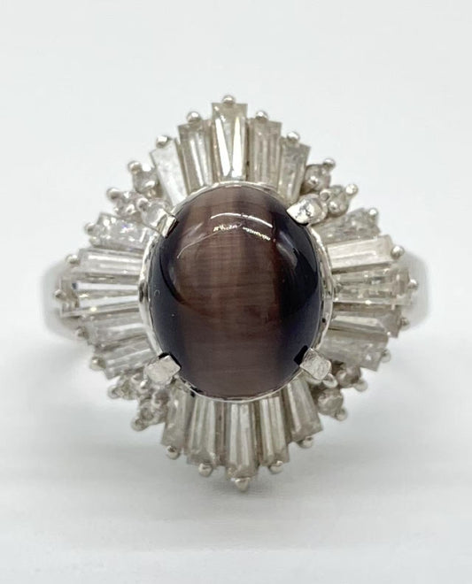 1.9ct colored stone, D1.47ct, Pt900, 8.3g ring 