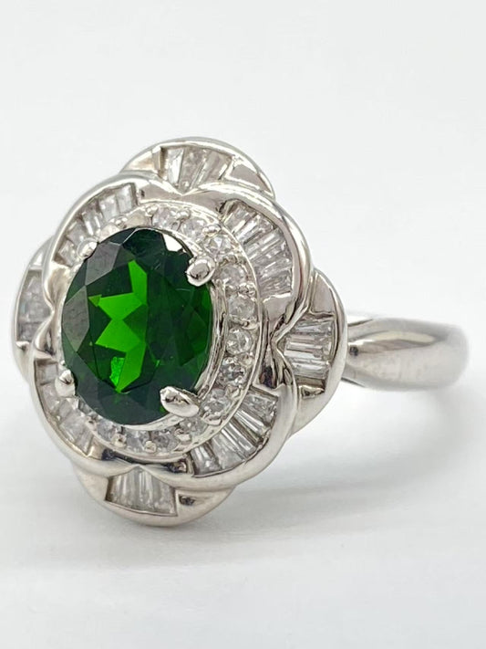 Diopside 1.23ct D0.45ct Pt900 6.2g Ring 