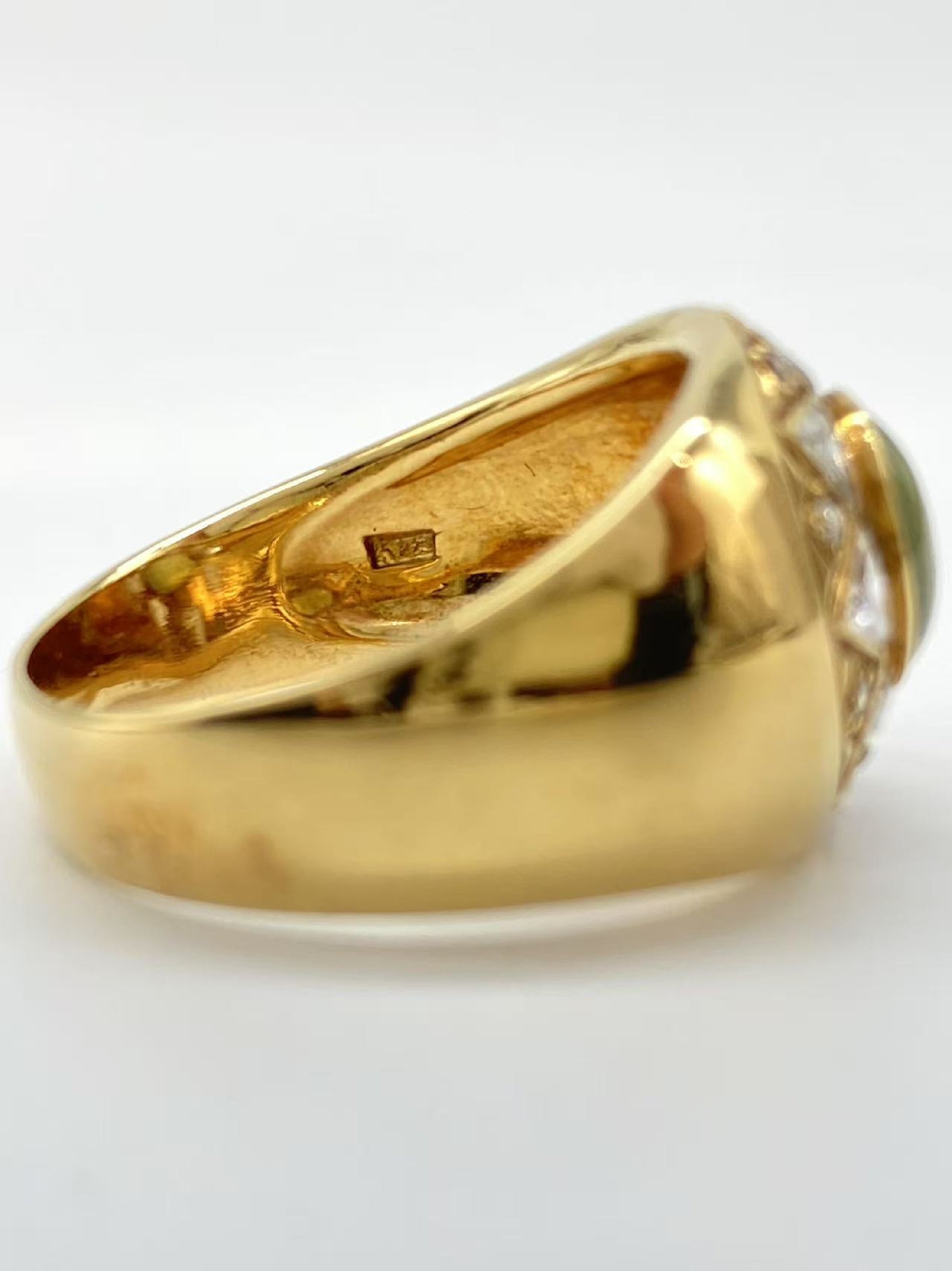 Chrysoberyl Cat's Eye Diamond Ring, 18K Gold, 11.6g 