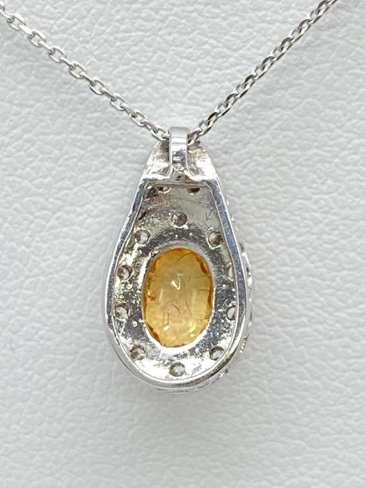 Colored Stone D0.16ct K18WG 3.0g Necklace 