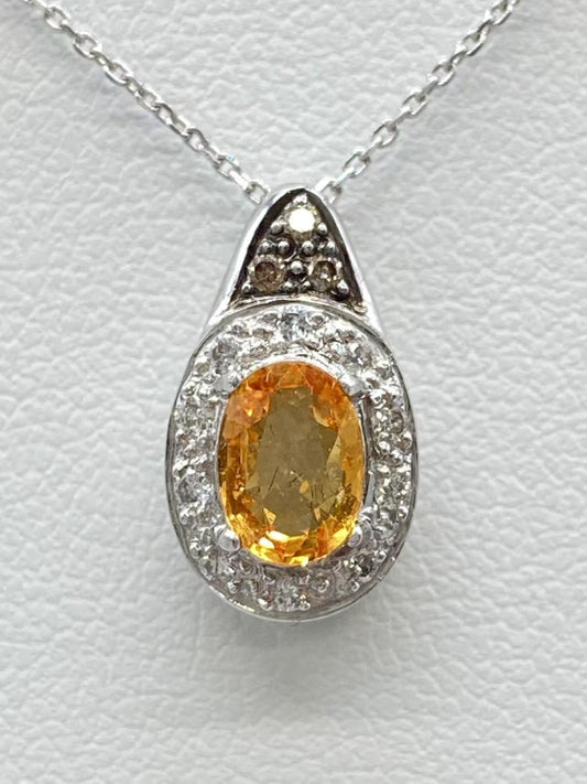 Colored Stone D0.16ct K18WG 3.0g Necklace 