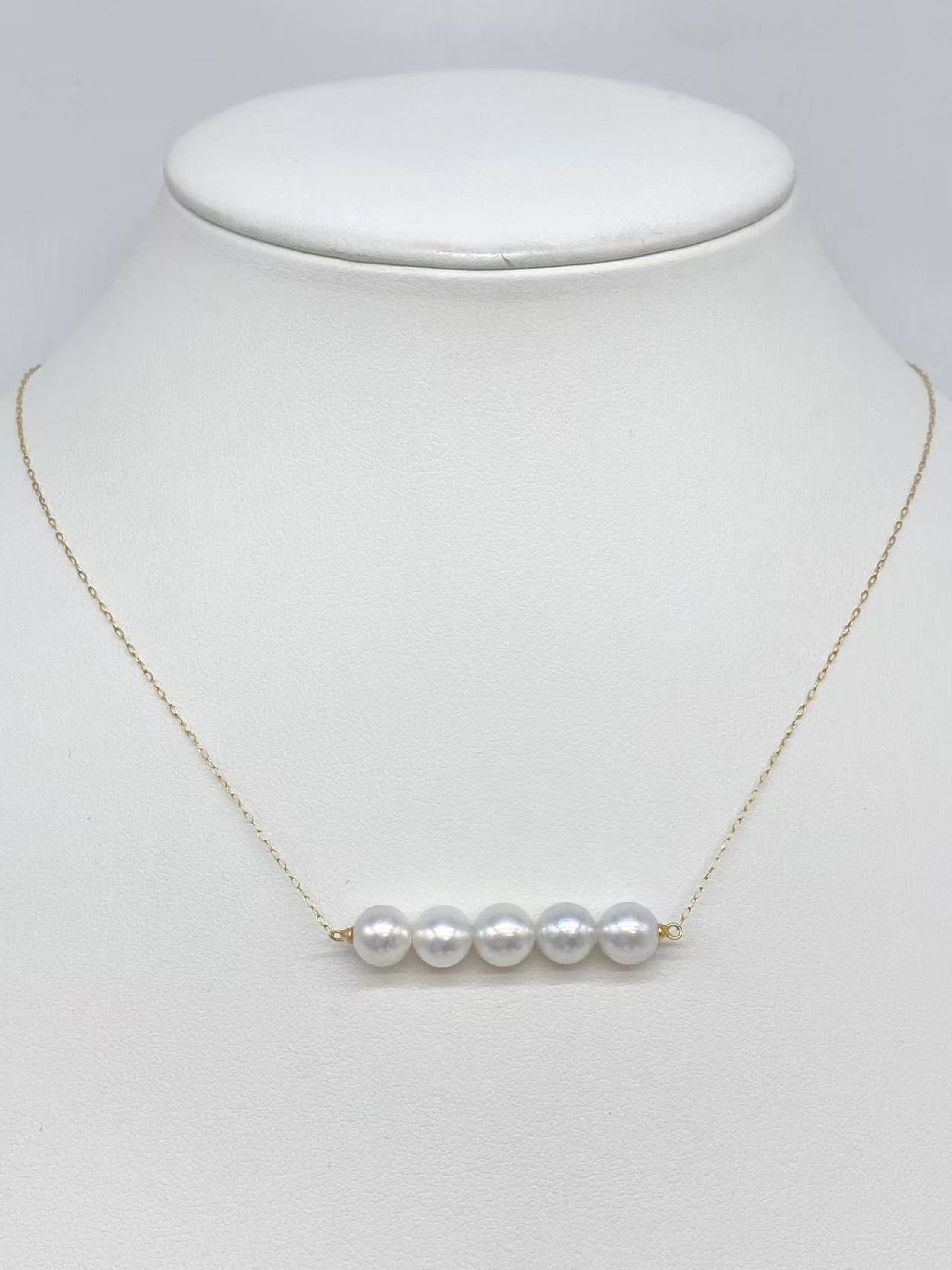 Pearl diameter approximately 7.0-7.3mm, 18K gold, 3.2g, necklace 