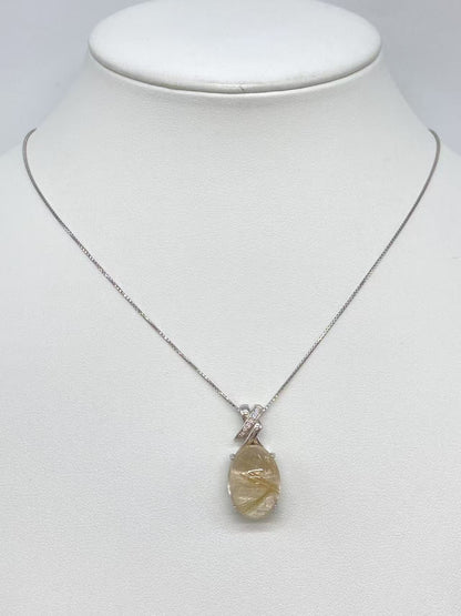 Rutilated Quartz 15.03ct D0.08ct K18WG 9.1g Necklace 