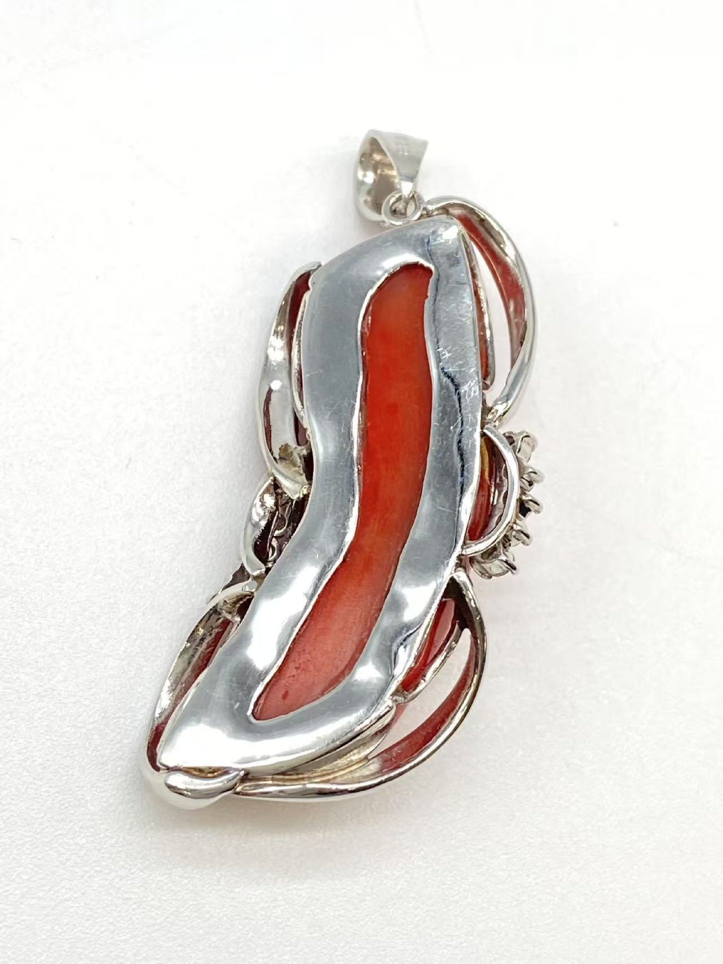 Coral D0.28ct Pt900 19.2g Pendant Top 