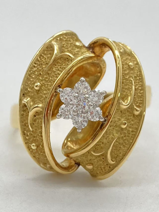 Taku Fujihira D0.23ct K18/Pt900 9.6g Ring 