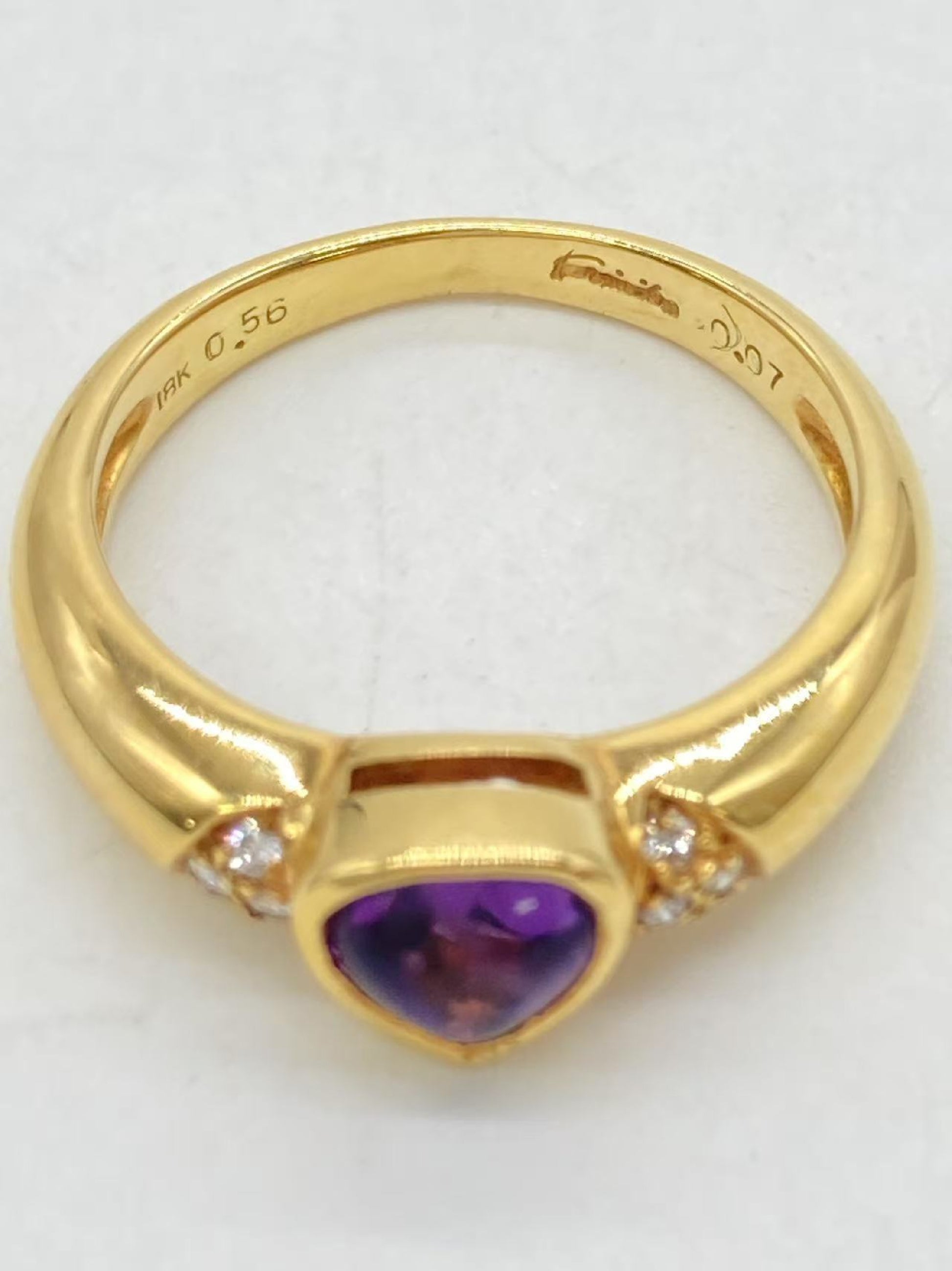 Colored Stone 0.56ct D0.07ct K18 4.0g Ring 