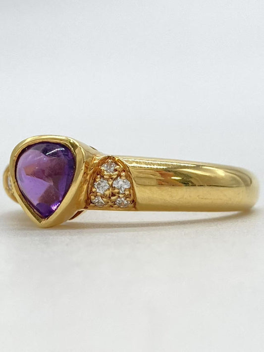Colored Stone 0.56ct D0.07ct K18 4.0g Ring 