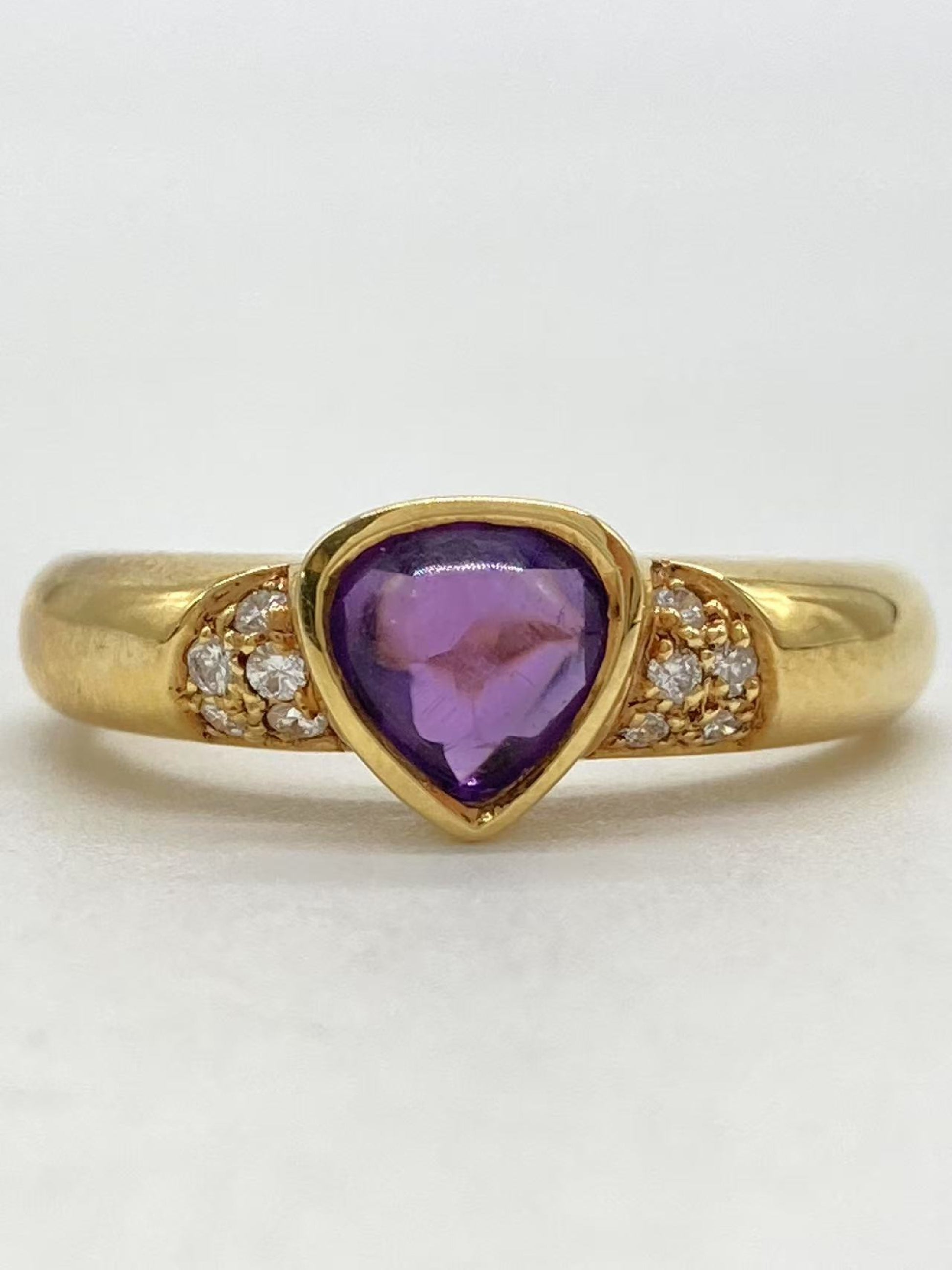 Colored Stone 0.56ct D0.07ct K18 4.0g Ring 