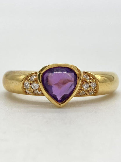 Colored Stone 0.56ct D0.07ct K18 4.0g Ring 