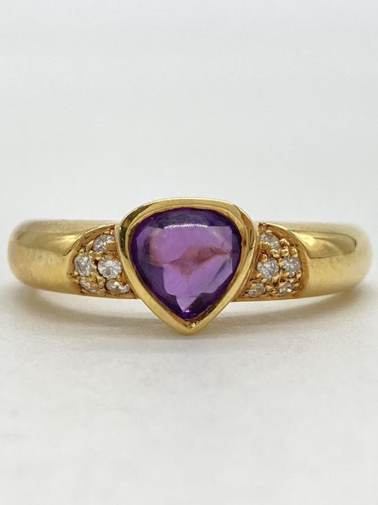 Colored Stone 0.56ct D0.07ct K18 4.0g Ring 