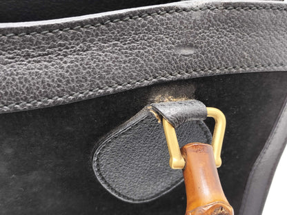 GUCCI Bamboo Suede Leather Handbag