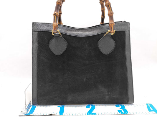 GUCCI Bamboo Suede Leather Handbag