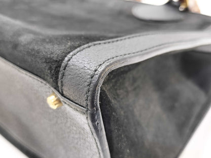 GUCCI Bamboo Suede Leather Handbag