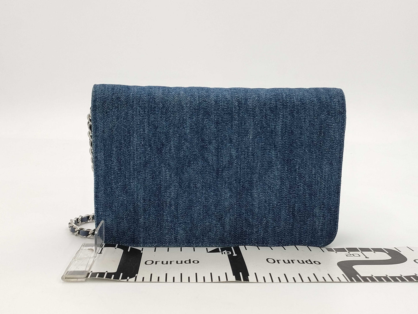 CHANEL CHANEL Matelasse Camellia Denim Chain Shoulder Wallet Bag