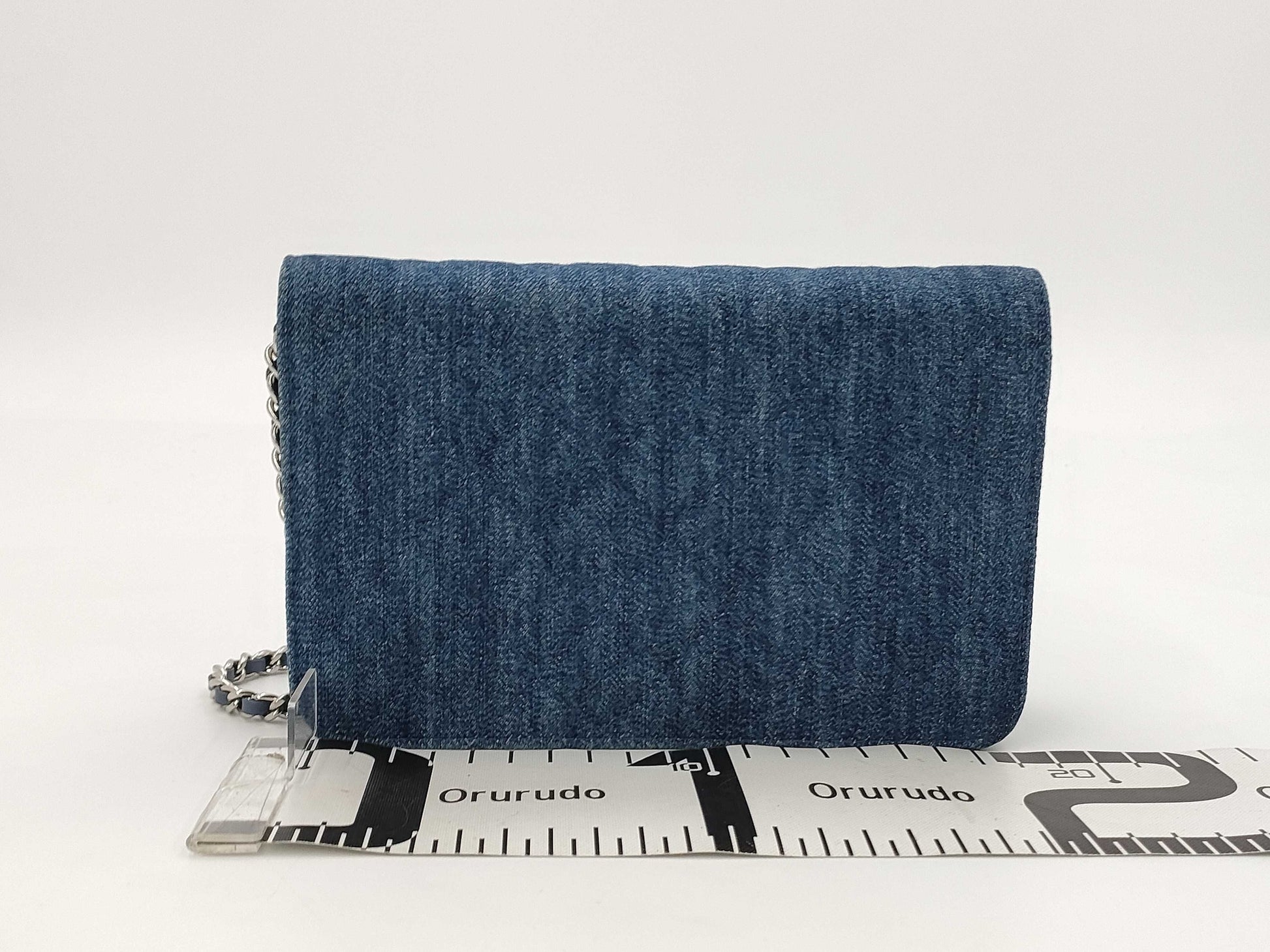 CHANEL CHANEL Matelasse Camellia Denim Chain Shoulder Wallet Bag