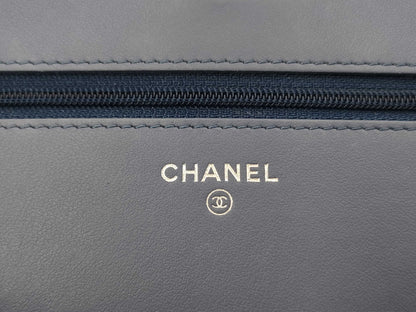 CHANEL CHANEL Matelasse Camellia Denim Chain Shoulder Wallet Bag