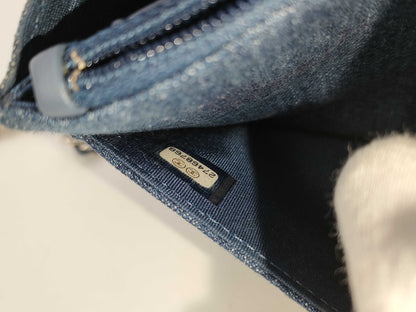 CHANEL CHANEL Matelasse Camellia Denim Chain Shoulder Wallet Bag