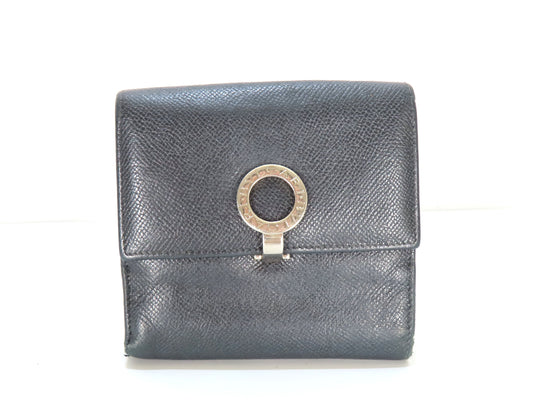 BVLGARI Bulgari Leather Bifold Wallet Black