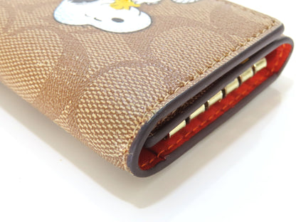 COACH Signature Snoopy PVC 5-Key Case, Brown