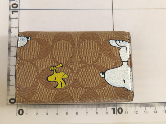 COACH Signature Snoopy PVC 5-Key Case, Brown