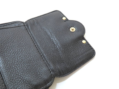 Tory Burch Logo Leather Tri-fold Wallet Black
