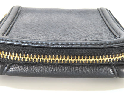 Tory Burch Logo Leather Tri-fold Wallet Black