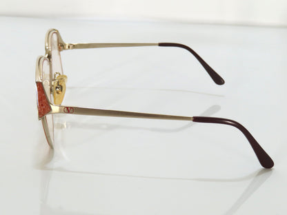  Valentino Garavani Metal Glasses 5200 Gold x Bordeaux Sunglasses