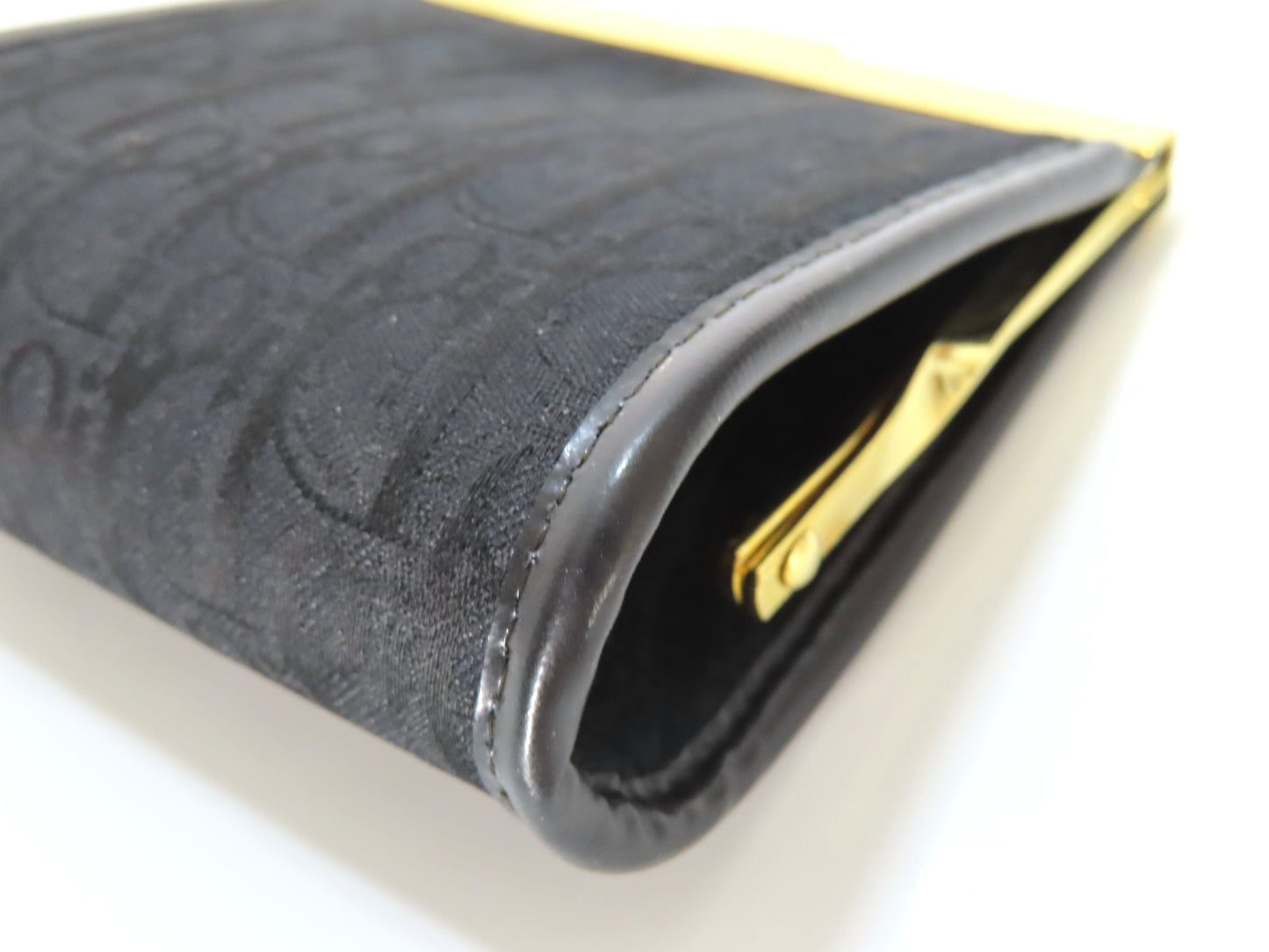 Christian Dior Trotter Nylon Canvas Clasp Wallet, Black