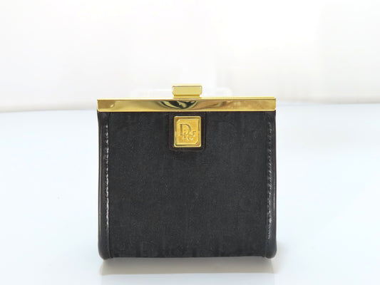 Christian Dior Trotter Nylon Canvas Clasp Wallet, Black