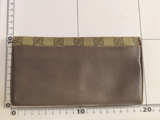 GUCCI Old Gucci GG Supreme x Leather Long Wallet 01 03 02 Brown Wallet