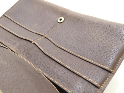GUCCI Old Gucci GG Supreme x Leather Long Wallet 01 03 02 Brown Wallet