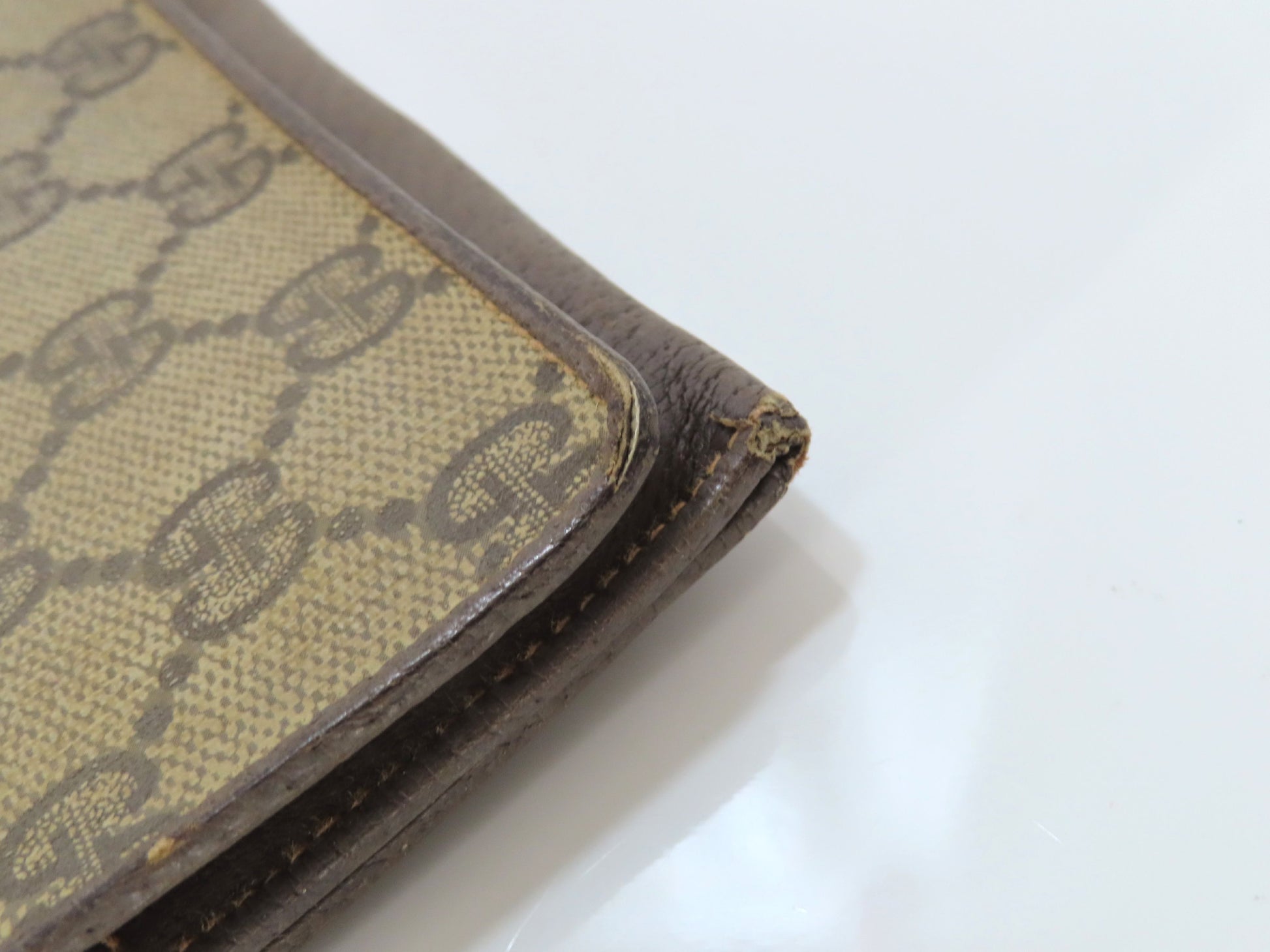 GUCCI Old Gucci GG Supreme x Leather Long Wallet 01 03 02 Brown Wallet