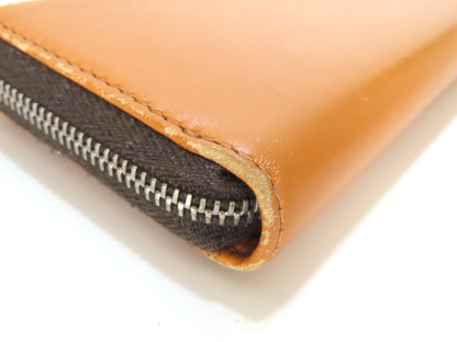 BALLY Leather Round Zip Long Wallet Brown x White x Red Wallet