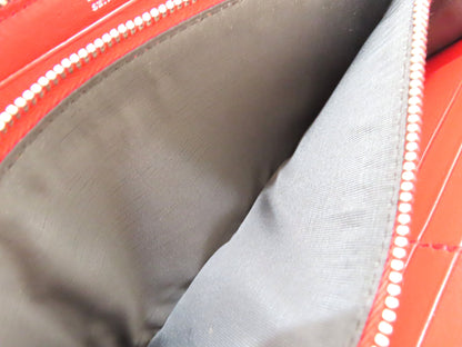 BALLY Leather Round Zip Long Wallet Brown x White x Red Wallet