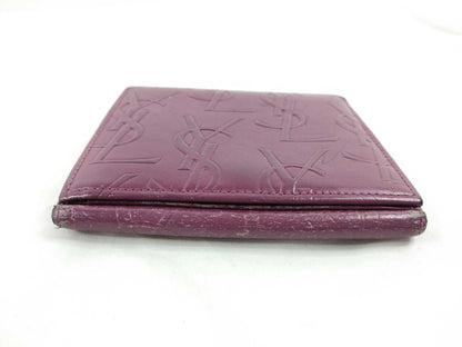 Yves Saint Laurent Leather Bifold Wallet Purple