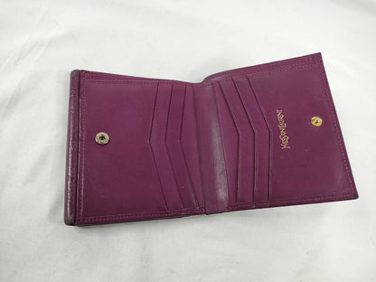 Yves Saint Laurent Leather Bifold Wallet Purple