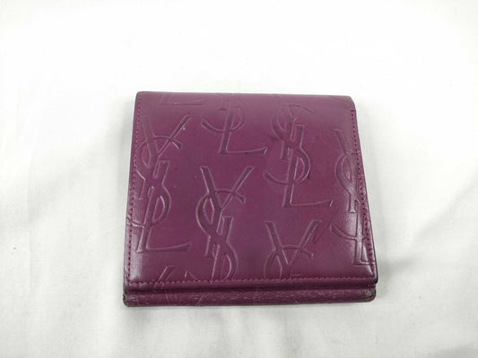 Yves Saint Laurent Leather Bifold Wallet Purple