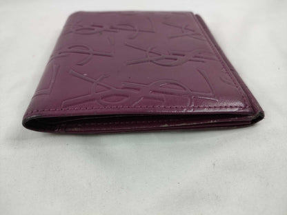 Yves Saint Laurent Leather Bifold Wallet Purple