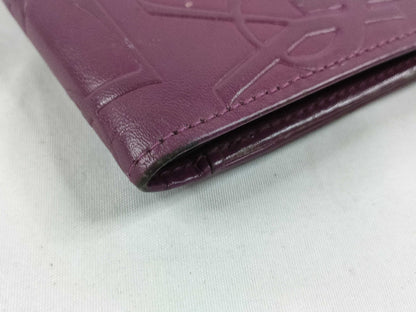 Yves Saint Laurent Leather Bifold Wallet Purple
