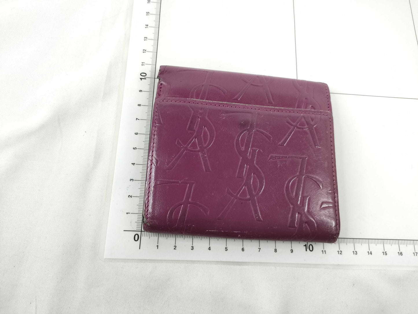 Yves Saint Laurent Leather Bifold Wallet Purple