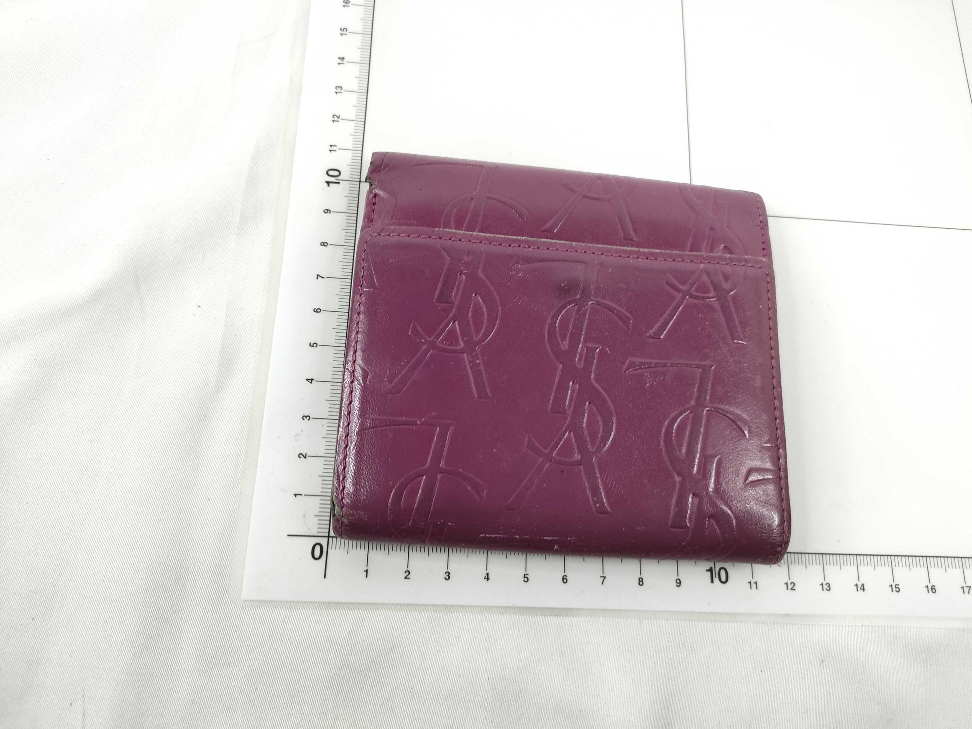 Yves Saint Laurent Leather Bifold Wallet Purple