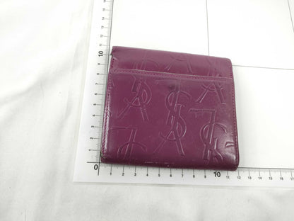 Yves Saint Laurent Leather Bifold Wallet Purple