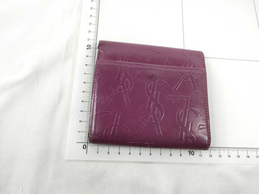 Yves Saint Laurent Leather Bifold Wallet Purple