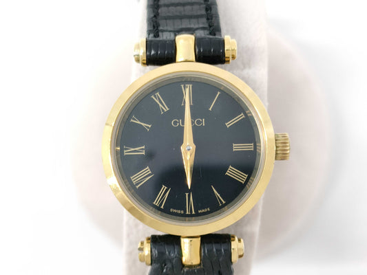 GUCCI Shelly Quartz Black Dial Women's Watch Not Working/No Operational Guarantee