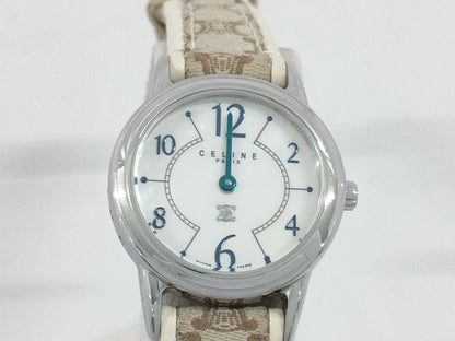 CELINE QZ Women's Watch with White Shell Dial, Not Working, No Operational Guarantee