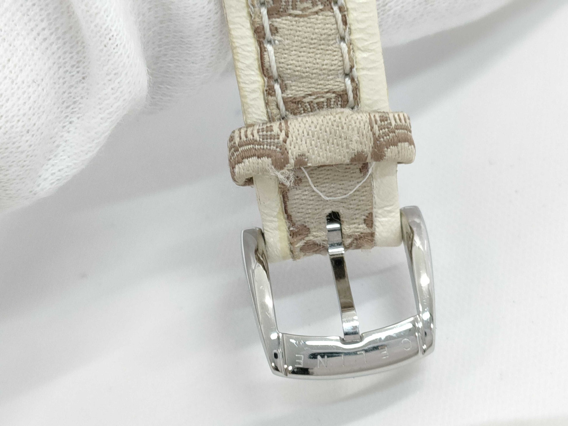 CELINE QZ Women's Watch with White Shell Dial, Not Working, No Operational Guarantee