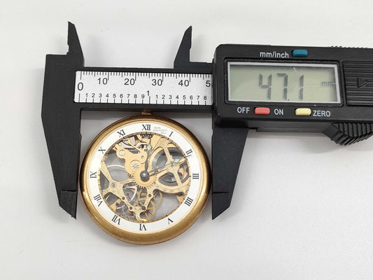 Guzet Hand-Wound Skeleton Dial Pocket Watch