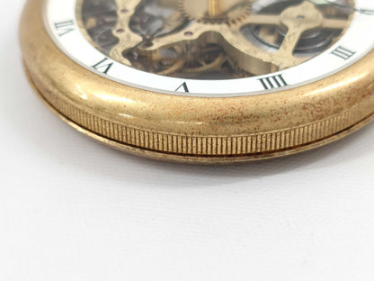 Guzet Hand-Wound Skeleton Dial Pocket Watch
