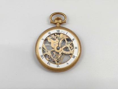 Guzet Hand-Wound Skeleton Dial Pocket Watch